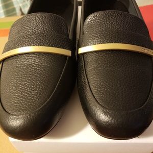 Calvin Klein Black Pebble Leather Loafers SZ10